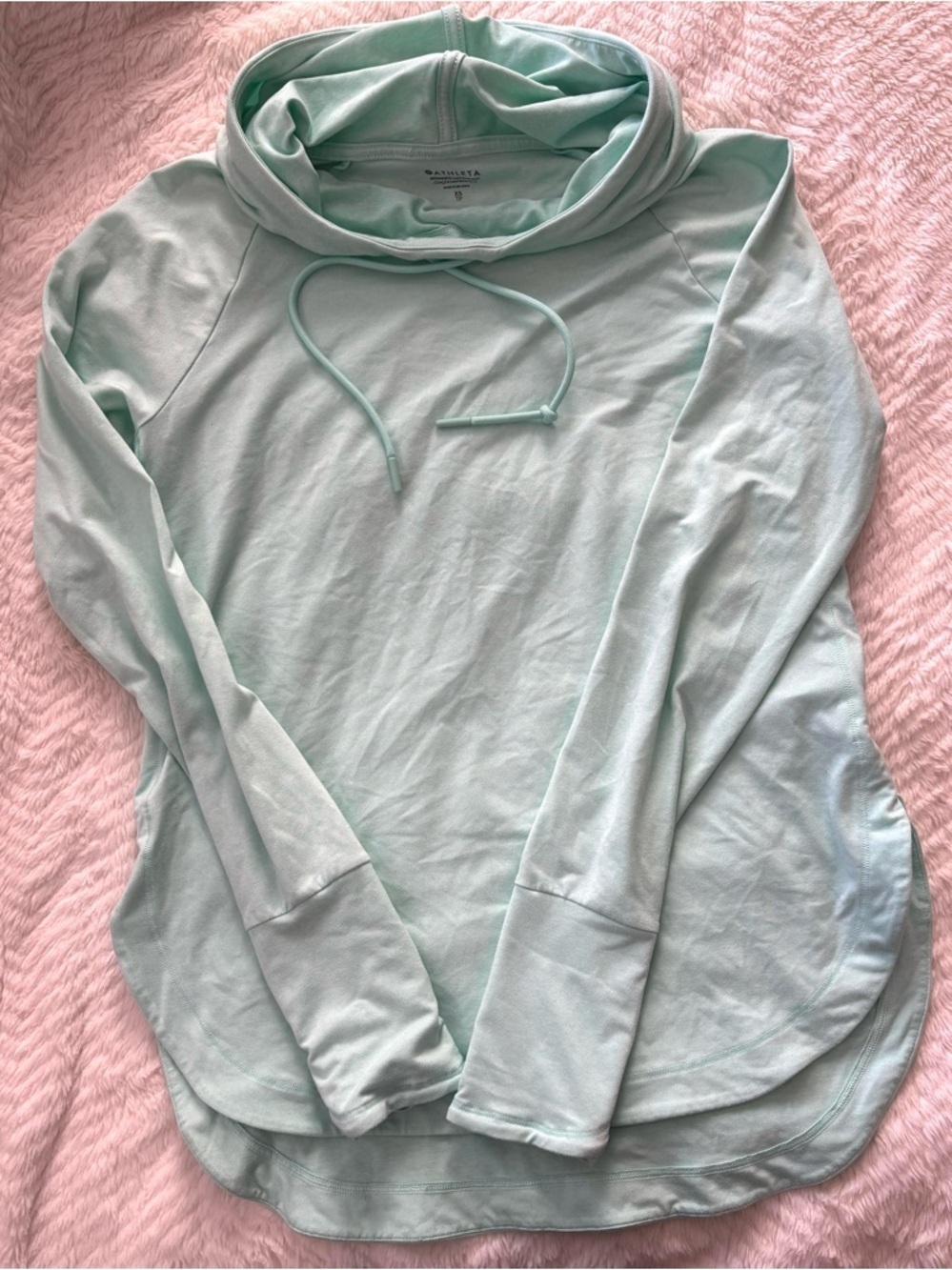 Athleta Light Mint Cowl-Neck Pullover Hoodie